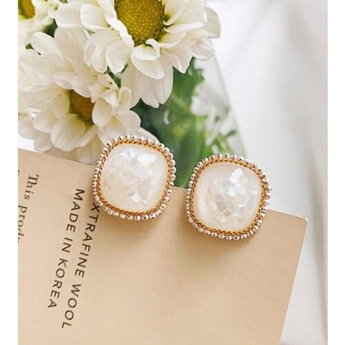 Korean Simple Female Personality Shell Box Cold Wind Ins Refined Earrings