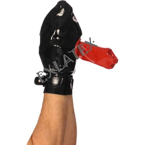 Latex Gloves Latex Ball Gloves Wanking Sheath Mitt with Adjustable Strap Fingerless Gauntlet Latex Rubber Gloves Fetish 0.8mm