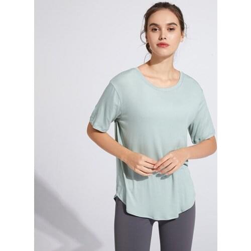 Summer Women Sport T-shirt Back Hollow Out Loose Yoga Tops Quick Dry Running Shirts Girls Gym Workout Top Fitness Elastic Blouse