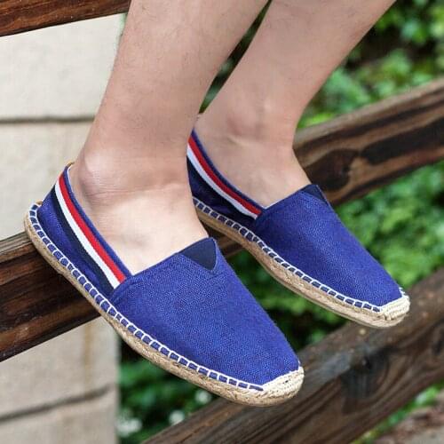 Summer New Linen Mens Casual Shoes Handmade Weaving Fisherman Shoes Fashion Casual Flat Espadrilles Driving Shoes899