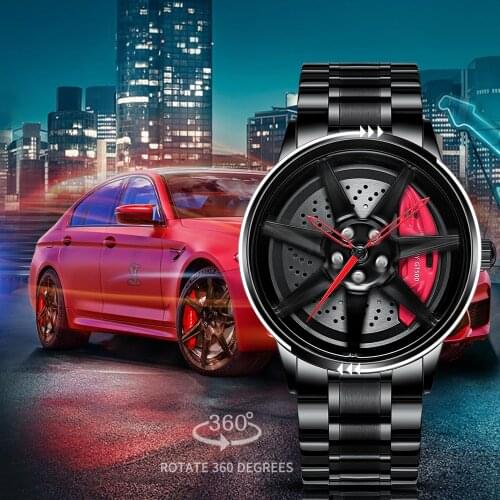 Original Wheel Rim Hub Watches Super Car Spinning Watch Quartz Watches Stainless Steel Waterproof Spinning Wholesale Watches