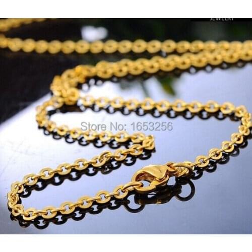 Factory price in bulk 17.6'' Womens Stainless Steel Gold Rolo Cable Chain Necklace 2mm Thin Jewerly