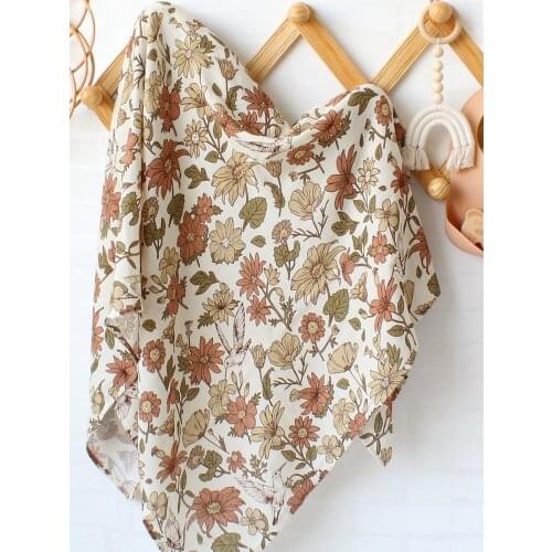 70% Bamboo+30% Cotton Muslin Swaddles Baby Blankets Newborn Bedding Blanket Feeding Cover Flower Baby Blanket Diaper