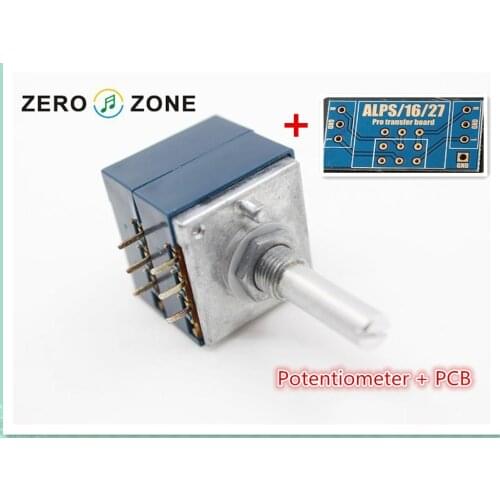 Genuine ALPS Type 27 RK27 Stereo Potentiometer Selectable Resistance 10KA 20KA 50KA 100KA Round Shaft + PCB For Preamp Amplifier