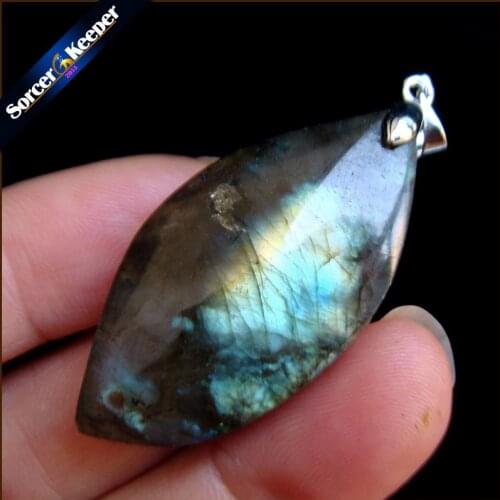 High Quality Big Natural Blue Flash Labradorite Stone Beads Pendants Necklaces Wholesale Bijoux Necklace For Mens Jewelry SS526