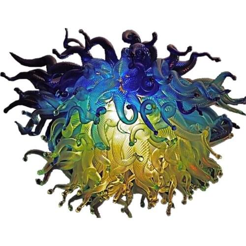 Nordic Style Blue Colored Chandelier Art Decor Lighting Hand Blown Glass Pendant Lamp for Home Doorway Living Room Kitchen
