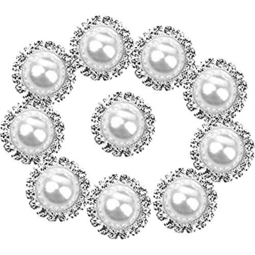 15Mm Diameter Semi-Circular Pearl Flat Buckle 10Pcs Of Exquisite Artificial Pearl Sun Flower Disc Buckle