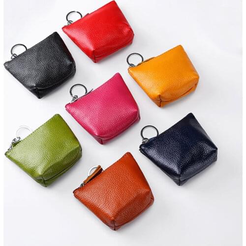 Portable Genuine Leather Coin Purse Vintage Key Card Coin Earphone Holder Pouch for Women Men Mini Wallet