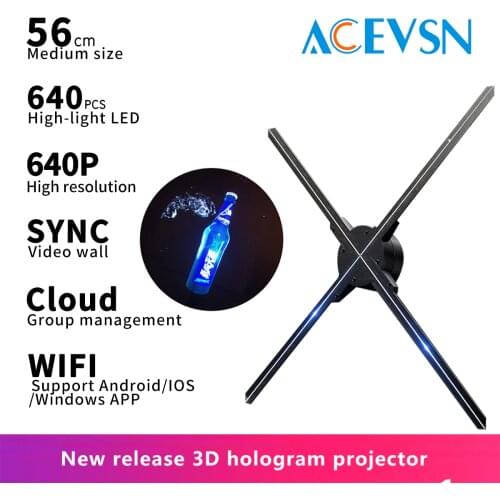 56CM 640Pcs led WIFI Version 3D hologram projector propeller holographic led advertising board Signage Light Remote Display