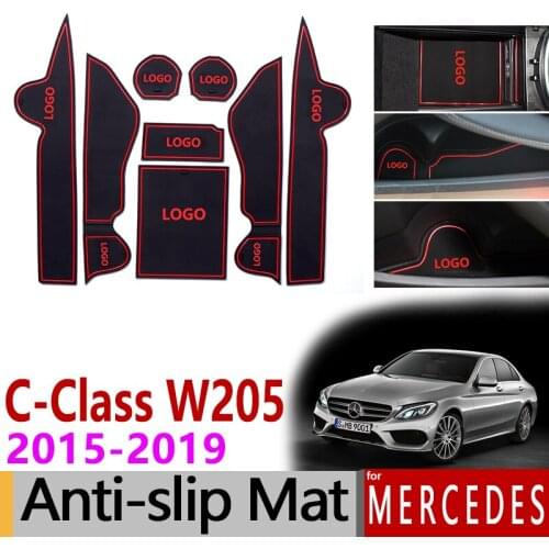 Anti-Slip Gate Slot Cup Mat for Mercedes Benz C-Class W205 2015-2019 Accessories C180 C200 C220 C250 C300 C350 C400 C43 C63 AMG