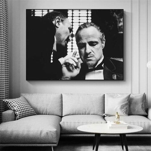 Retro Movie Poster of Godfather Wall Art Canvas Pictures Black And White Godfather Canvas Paintings On the Wall Cuadros Decor