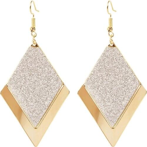 Hot Sale New Geometric Square Rhombus Pendant Earring Elegant Fashion Earrings for Women Party Jewelry Wholesale Oorbellen