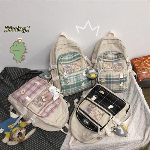 Summer Harajuku Style Schoolbag Nylon Fashion Womens Backpack Waterproof Large Capacity Travel Backbags