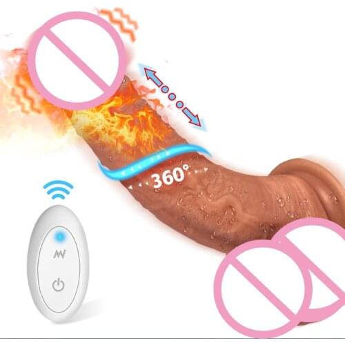 Heating Penis Vibrator for women on suction cup telescopic thrusting machine dildo Sex toys for men female remote control