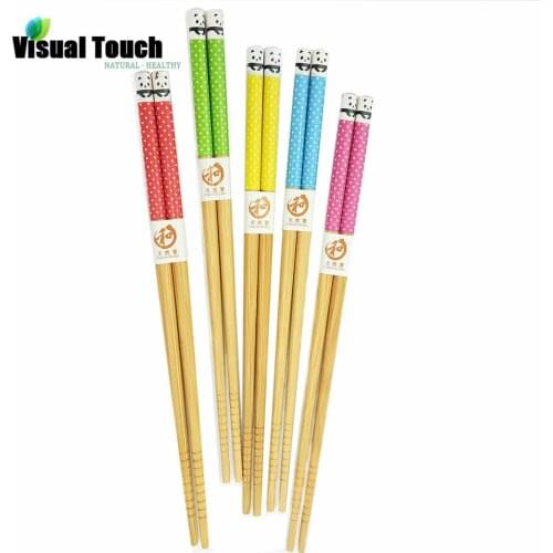 Visual Touch Reusable 5 Pairs/Set Handmade Bamboo Japanese Natural Wood Chopsticks Sushi Food Multicolor Wooden Chop sticks