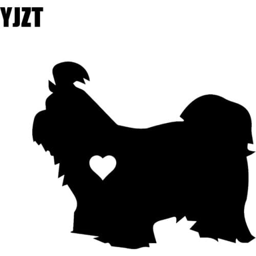 YJZT 14.5CM*12.2CM Shih Tzu Heart Silhouette Car Sticker Black/Silver C2-3120