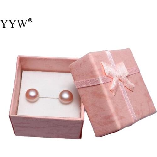 100% Genuine Freshwater Pearl Stud Earrings For Women Fashion Jewelry Pink 7-7.5 Rose Gold Color Earrings With Gift Box