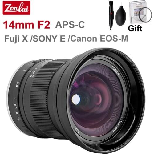 Zonlai 14mm F2 Prime Lens Manual Focus Ultra Wide Angle APS-C Len for Fujifilm Fuji X Sony E Canon EOS-M Mount Camera