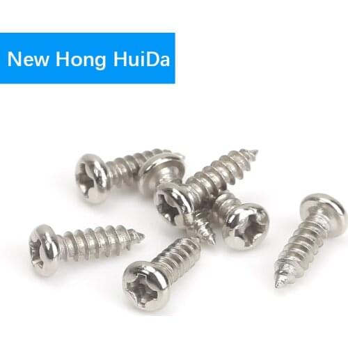 1000pcs M1 M1.2 M1.4 M1.5 M1.7 Steel Nickel Plated Phillips Cross Pan Head Self Tapping Screw Metric Thread Round Head Bolt