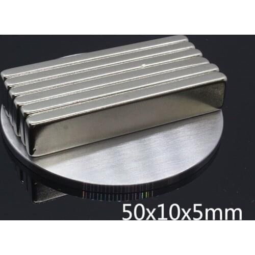 5Pcs 50 x 10 x 5 mm Super Strong Ndfeb Block Neodymium Magnets 50*10*5mm Rare Earth N35 Powerful Permanent Magnetic Magnet