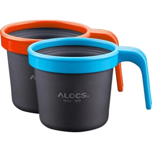 Alocs Outdoor Cup Portable Camping Cups Handle Water Aluminum Alloy Mug Health Safety Coffe Tea Bottle 150ml 280ml 400ml
