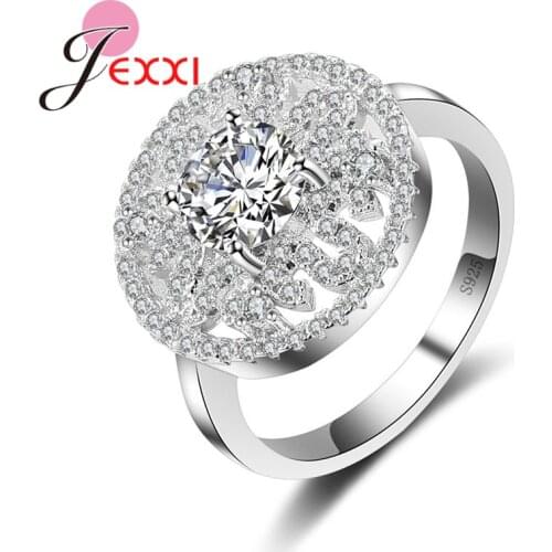 Brand Noble AAA CZ Ring Brilliance 925 Sterling Silver Rings Round Style For Women Girlfriend Banquet Party