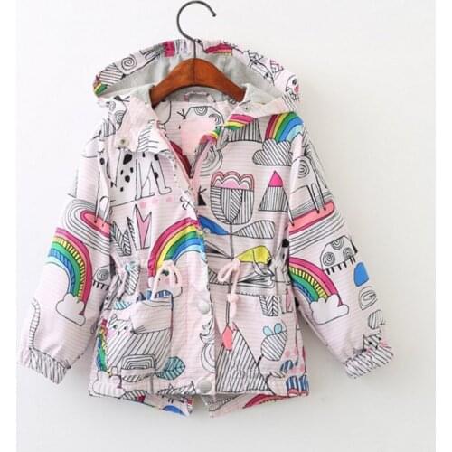Toddler kids trench coat graffiti rainbow hooded trench coat for 1-6years children kids boys girls cartoon outerwear clothes