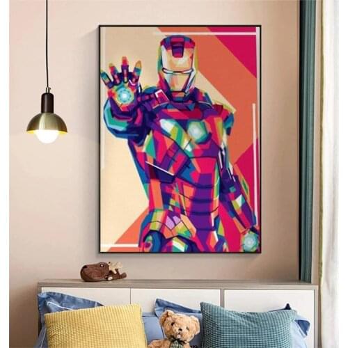 Marvel Superhero Posters and Prints Avengers Iron Man Canvas Painting Wall Art Print Canvas Boy Gifts Living Room Home Decor