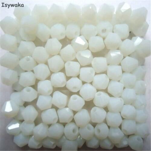 Isywaka Sale White Colors 100pcs 4mm Bicone Austria Crystal Beads charm Glass Beads Loose Spacer Bead for DIY Jewelry Making