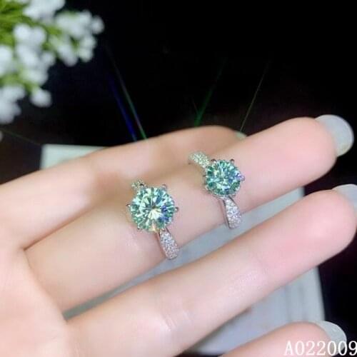 KJJEAXCMY Fine Jewelry Womens 925 Sterling Silver Inlaid 1-2 Carat green Mosang Diamond Rrendy Ring