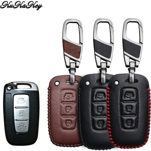 Leather Car Key Cover with Car Key Holder Ring for KIA K2 K5 Sportage R Sorento Forte For Hyundai Sonata Elantra i30 ix35 M35