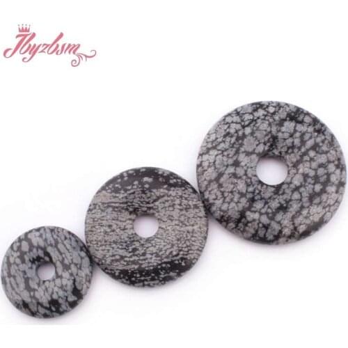 30,40,50mm Dount Rings Snowflak Obsidian Beads Natural Stone Beads For DIY Women Necklace Bracelet Pendant Jewelry Making 1 Pcs