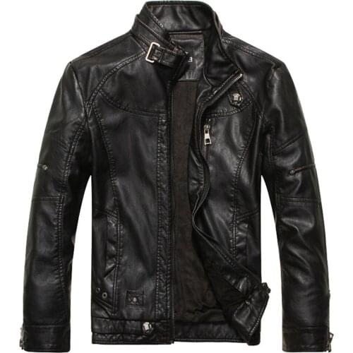 Leather Jacket Men Motorcycle Coat Ropa Para Hombre Spring And Autumn Mens Slim Fit with Collar And Plush PU Leather Outwear