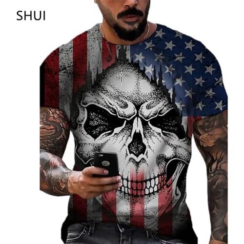 Summer New Mens T-shirt American Flag 3D Printing Mens Short-Sleeved Breathable Round Neck Street Fashion Casual Shirt XXS-6XL