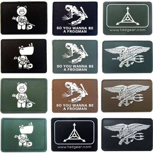 MAMAO PVC Hook & Loop Tactical Bear Rhinoceros Patch Frog Seal Patches Badges Applique Patches For Clothing