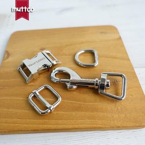 Metal buckle+adjust buckle+D ring+metal dog clasp/set) engraved buckle 15mm handmade puppy Collar leash set high quality