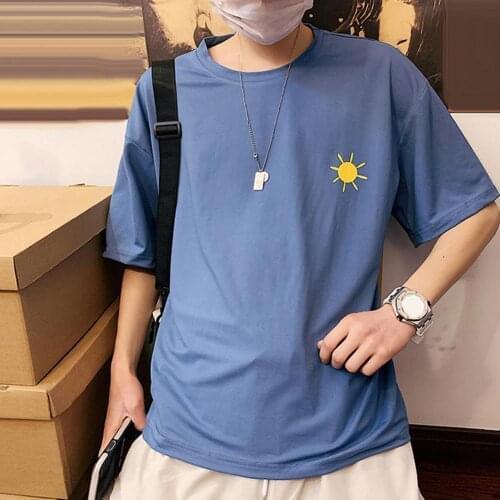 Men Sun Weather Breathable Loose Short Sleeve O Neck T-shirt Tee Top Blouse Casual Lifestyle Gym Wear T-shirt Loose Streetwear