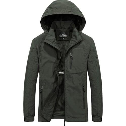 2021 Autumn Mens Windbreaker Jackets Waterproof Military Hooded Water Proof Wind Breaker Casual Coat Male Clothing Jackets Men