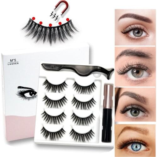 4 Pairs Magnet Mink Eyelashes Eyeliner Set Eye Makeup Cosmetic Case Magnetic Eyelash Extension Kit Beauty Lash Organizer