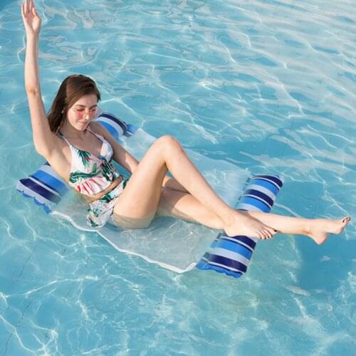 PVC Water Hammock Recliner Stripe Mesh Inflatable Floating Bed Air Mattress for Summer Swimming Pool Water Amusement