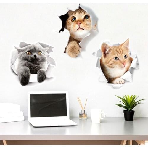 WC Pedestal Pan Cover Sticker Toilet Stool Commode Sticker Home Decor Bathroon Decor 3D Printed Flower View Cute cat dog Sticker
