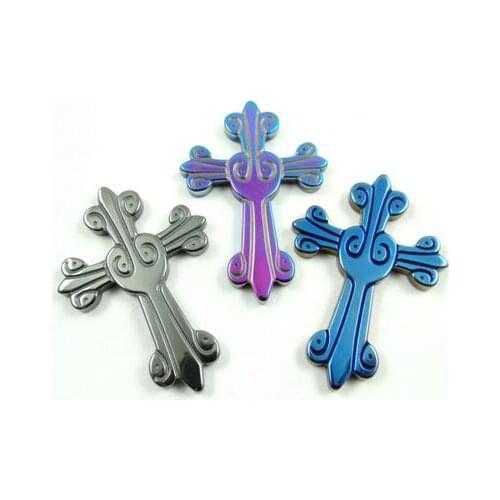 Natural Quartz crystal Titanium Hematite hand-Carved cross Gem pendant for diy jewelry making necklace Accessories3pcs A10