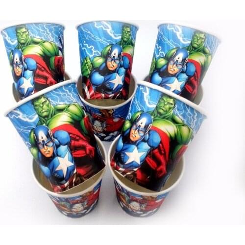 10Pcs The Avengers Party Supplie Birthday Party Decoration Superhero Hulk Ironman Disposable Paper Cup For Baby Shower Favor