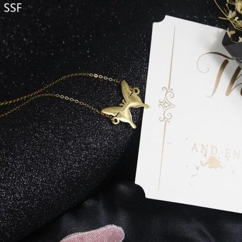 Stainless Steel 18K Real Gold Necklace Butterfly Necklace Lady Boho Pendant Necklace Jewelry Gift