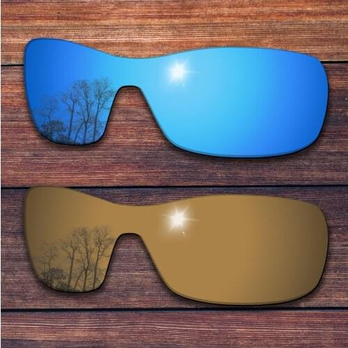 OOWLIT 2 Pieces Polarized Sunglasses Replacement Lenses for Oakley Antix-Ocean Blue+Bronze Gold