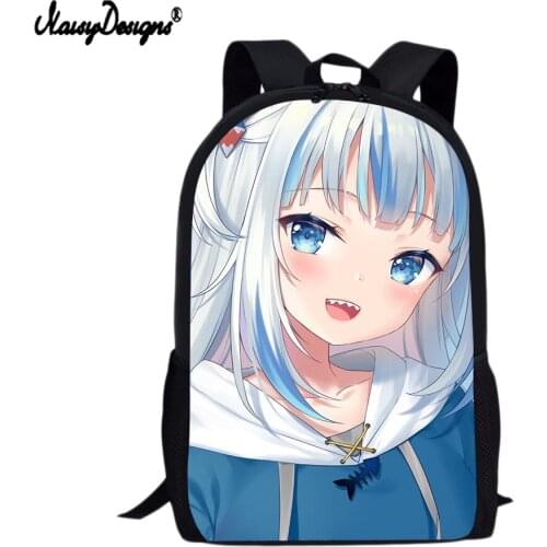 NOISYDESIGNS Primary School Bag For Teenager Girls Cartoon Shark Girl Design Print Bagpacks Children Book Bags 12/15/16Inch sac