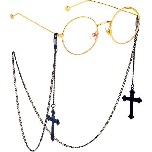 Glasses rope hanging neck fashion simple black cross pendant chain sunglasses with glasses chain
