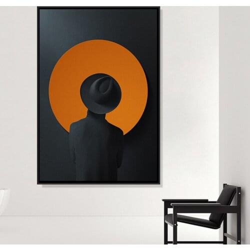 Modern Mysterious Abstract Creative Painting Character Color Block Geometric Decorative Painting Living Room Poster Light Luxury