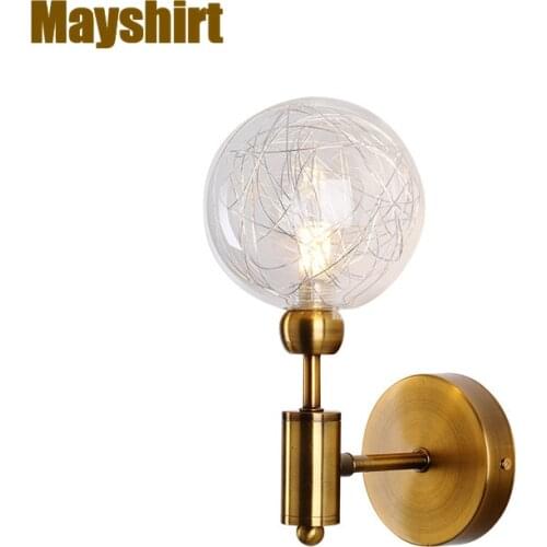 Nordic Vintage Gold Iron Glass Wall Lamps Creative Dining Room Living Room Decor Patio Wall Light Aisle Bathroom Light Fixture