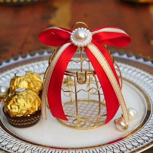 Wedding Candy Box Tinplate birdcage gift bags with handles chocolate favor boxes packaging gift box Party Supplies
